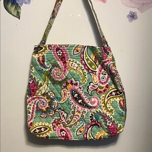 NWOT Vera Bradley Green and Pink Paisley Shoulder Bag